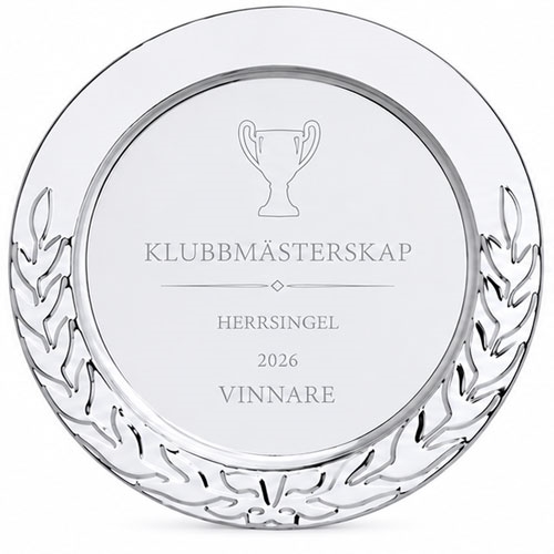 Prisfat silverfärgat lagerkrans gravyr
