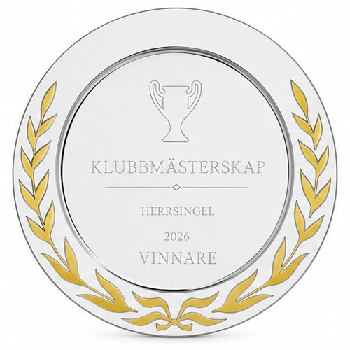 Prisfat guldfärgat lagerkrans gravyr