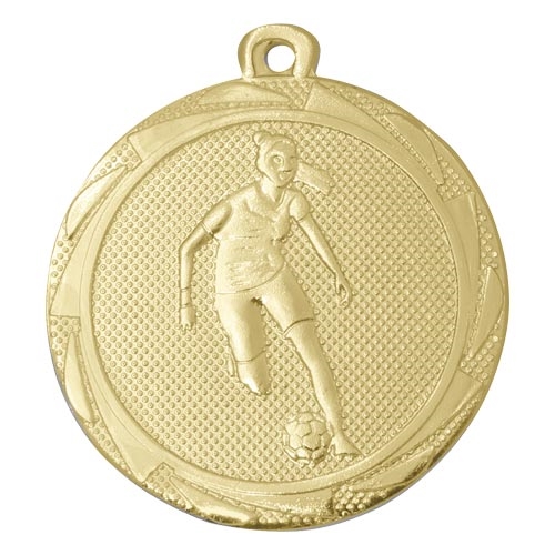 Fotbollmedalj tjej guld 45mm