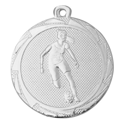 Fotbollmedalj tjej silver 45mm