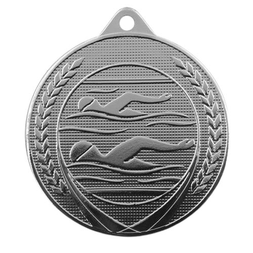 Medalj simning 50mm silver