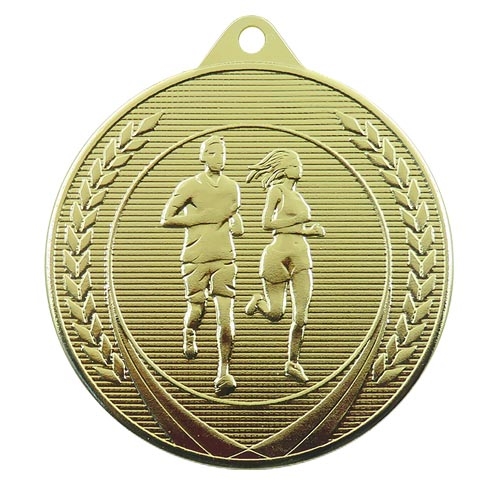 Medalj löpning 50mm guld