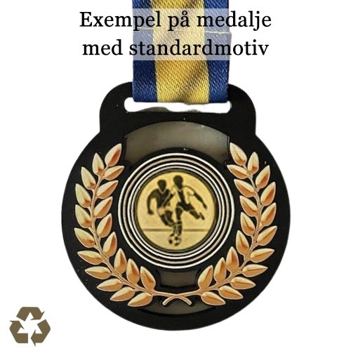 Medalj i återvunnen plast baksidan
