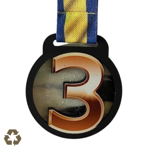 Medalj i återvunnen plast med 3
