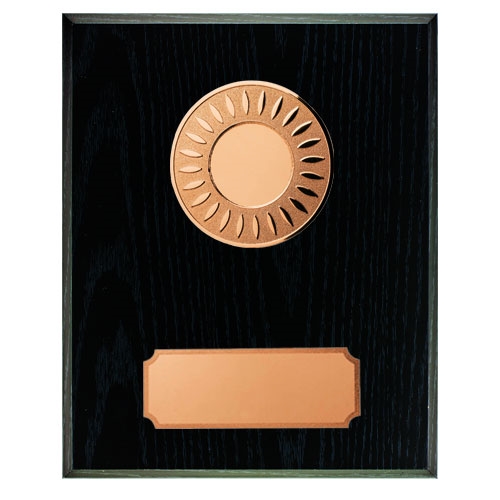 Svart träplakett brons