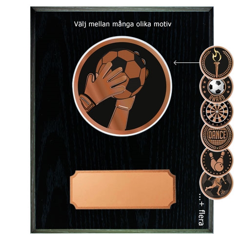 Svart träplakett med skiva