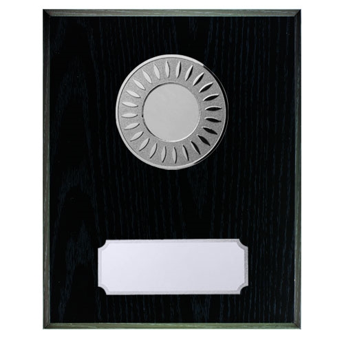 Svart träplakett silver