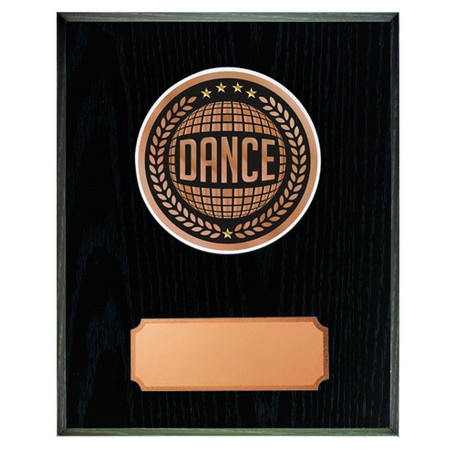 Svart träplakett med skiva Dance