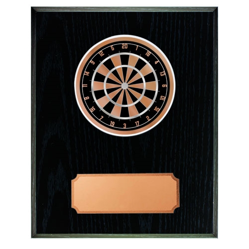 Svart träplakett med skiva Dart