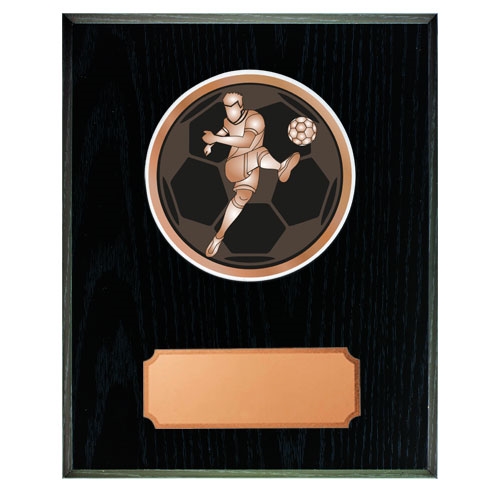 Svart träplakett med skiva Fotboll-herr