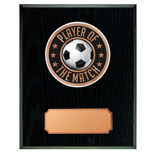 Svart träplakett med skiva Matchens spelare