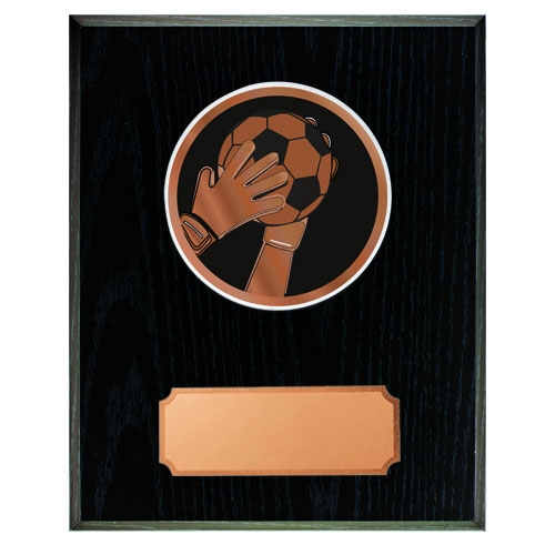 Svart träplakett med skiva Keeper