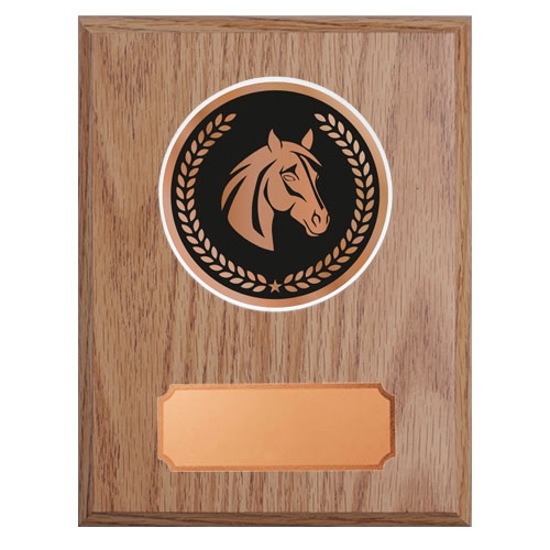 Ljus träplakett med skiva Häst