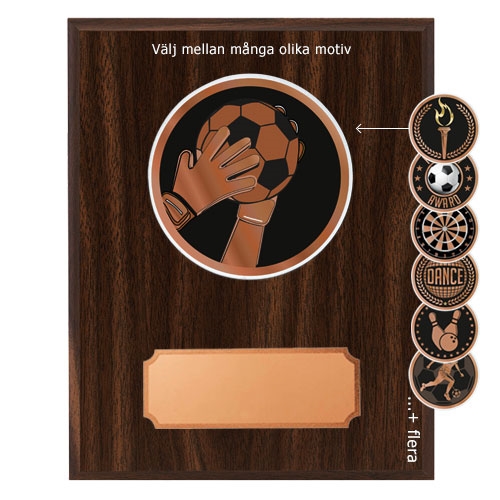 Mörk träplakett med skiva