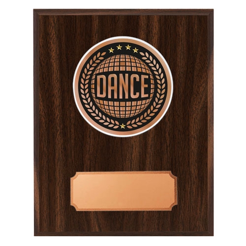Mörk träplakett med skiva dance