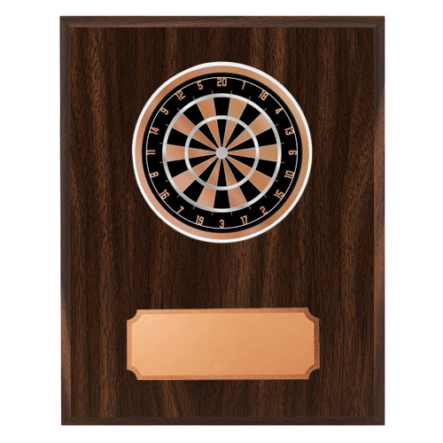 Mörk träplakett med skiva dart