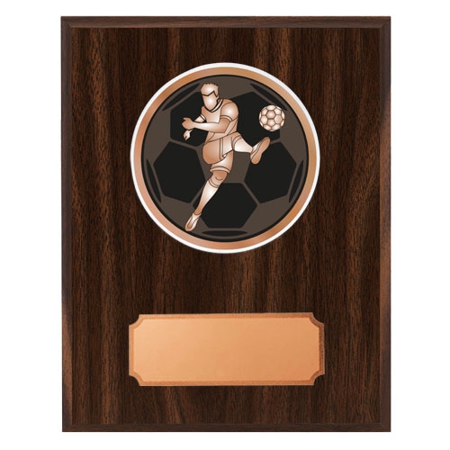 Mörk träplakett med skiva fotboll herr